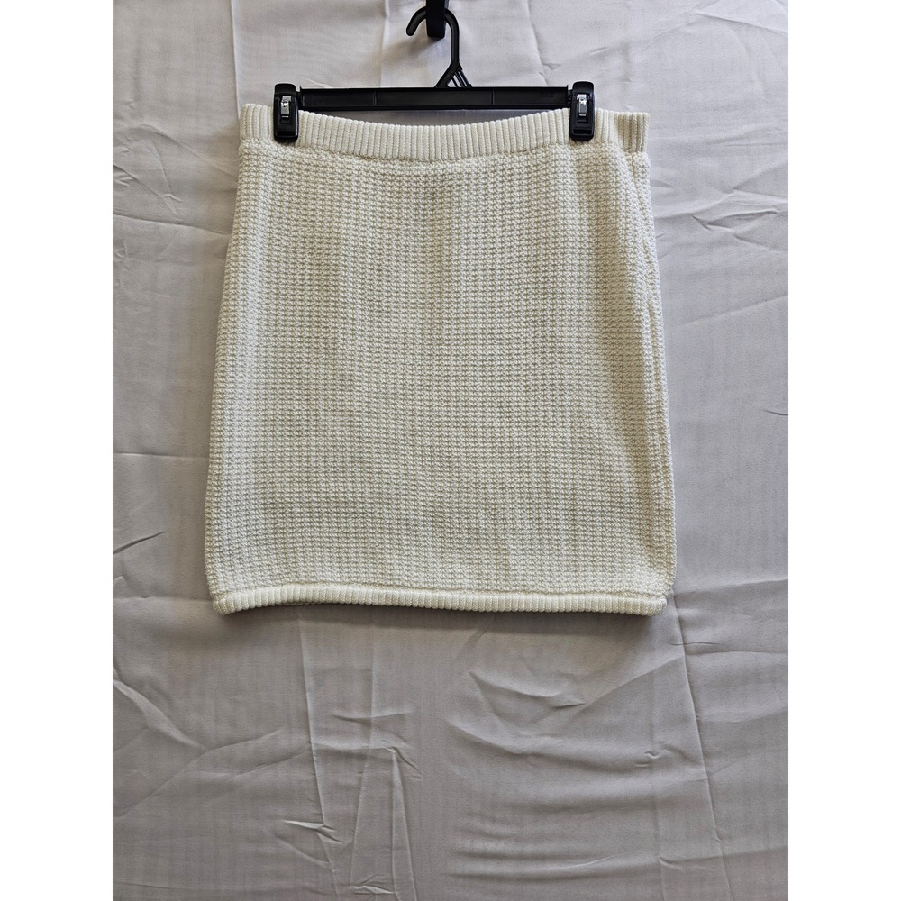 French Connection Egret Knit Mini Skirt Gold Button FQQ002BWNSCP Cream Womens L